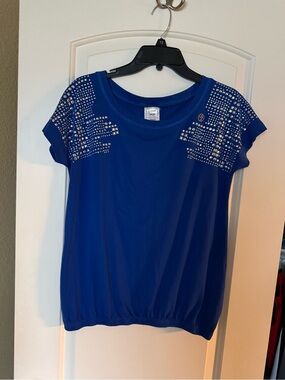 Zumba Fitness Royal Blue Short Sleeve Top with Silver Studs